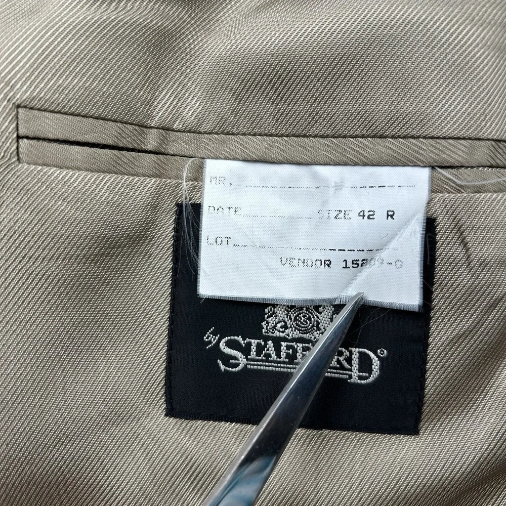 Stafford Options 100% Camel Hair Blazer Mens 42R Green Two Button Sport‎ Coat